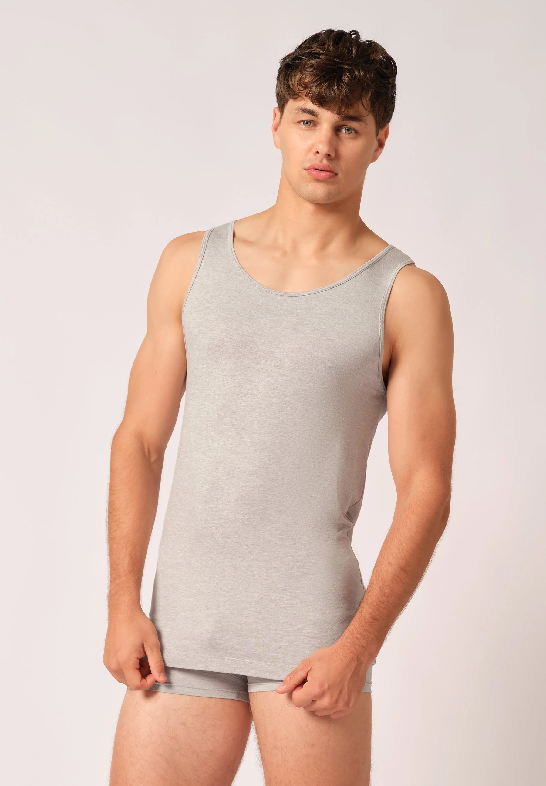 Bamboo Deluxe Tank Top | stone grey melange 080805-085593