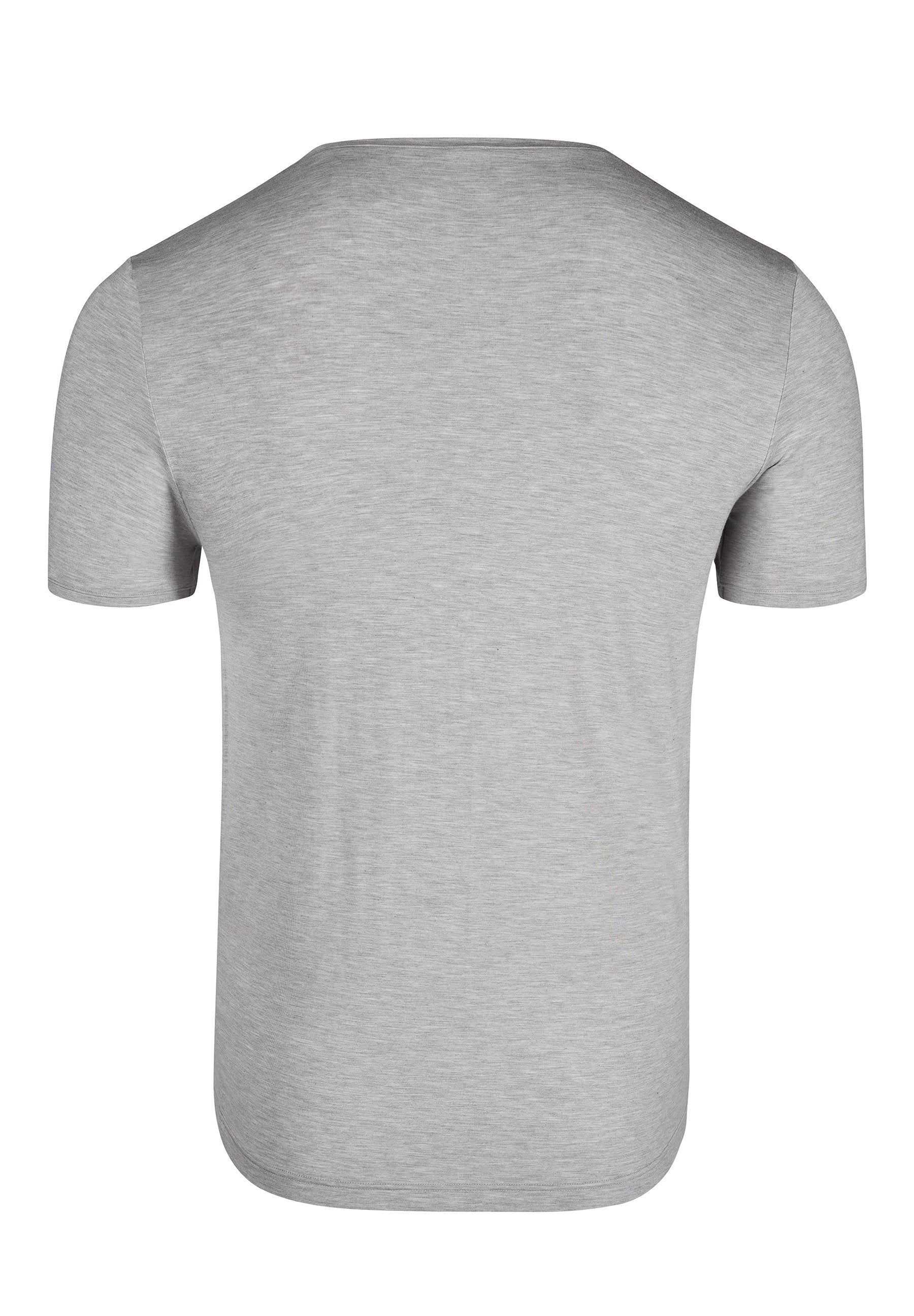 Bamboo Deluxe V-neck shirt short sleeve | stone grey melange 080317-085593 - Image 4