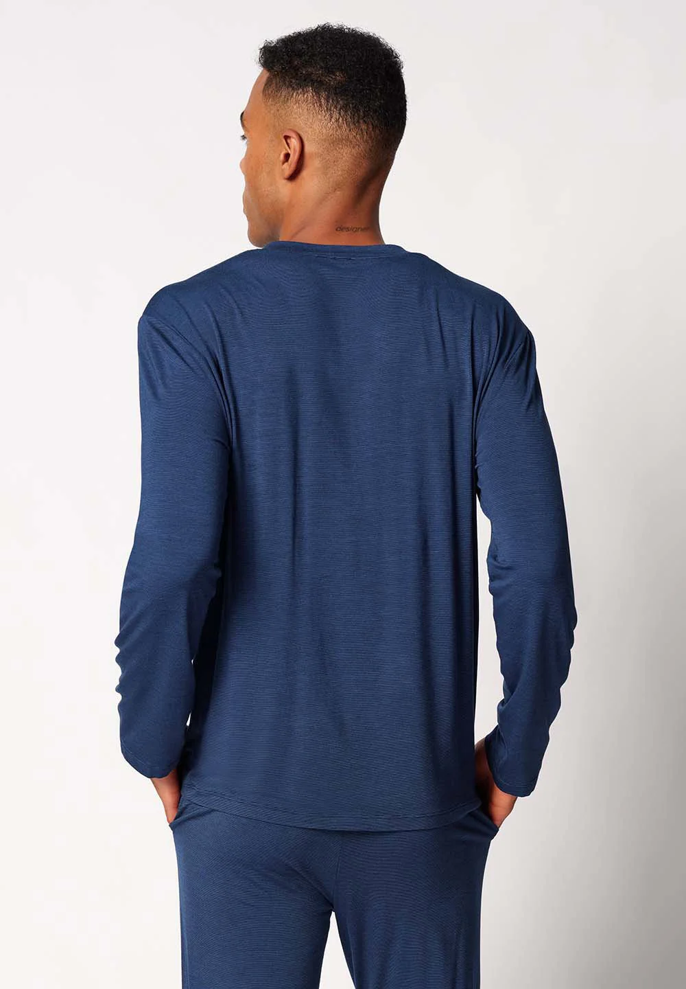 Cooling Deluxe Night Shirt long sleeve | crownblue stripes 082975-08S017 - Image 2
