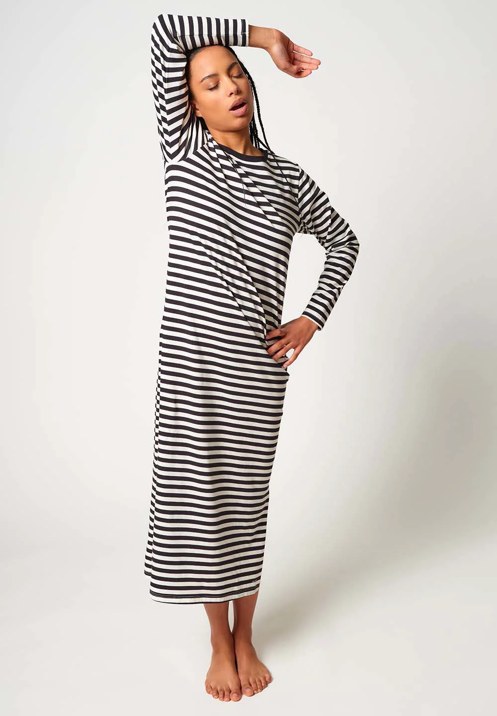 Night In Skiny 04 Sleepshirt long sleeve | yingyang stripes 086989-08S917