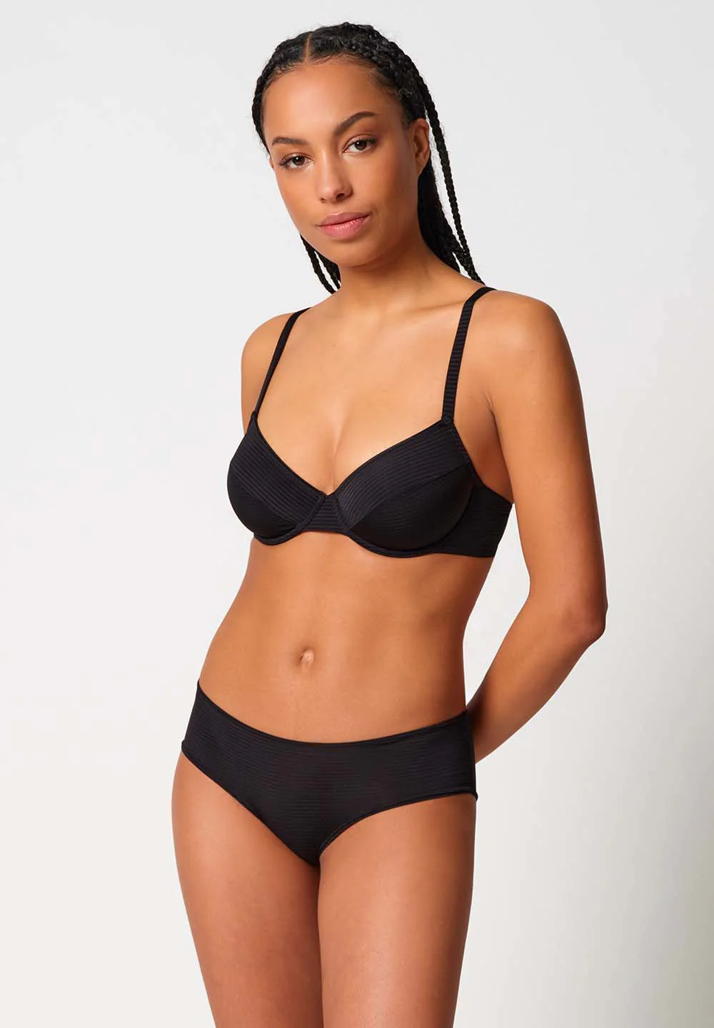 Timelessentials Wire bra | anthrablack stripes 087308-08A055
