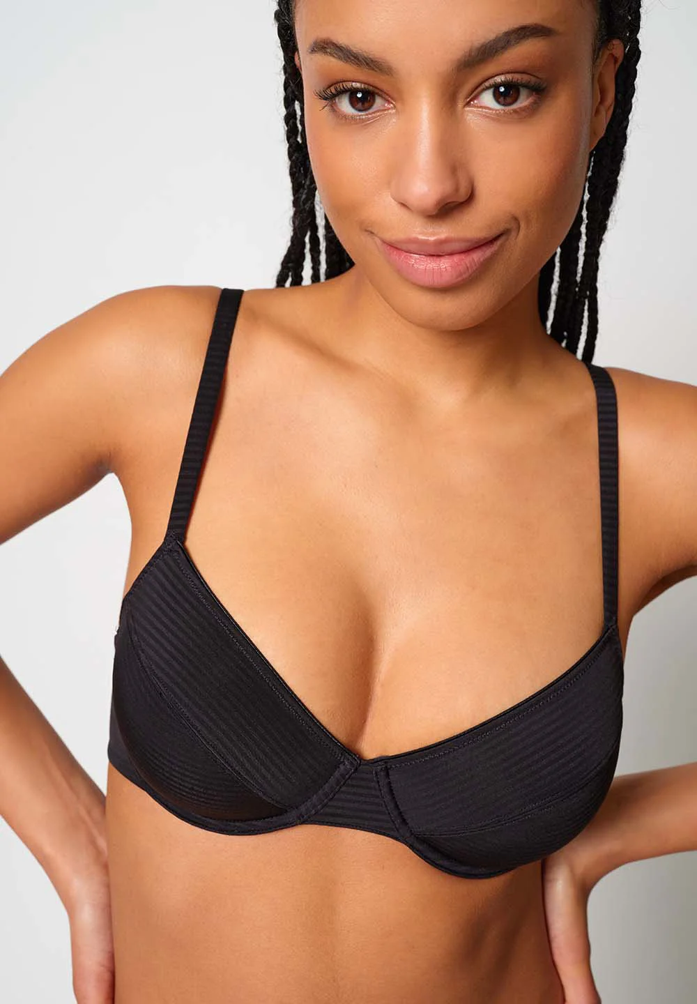 Timelessentials Wire bra | anthrablack stripes 087308-08A055 - Image 5