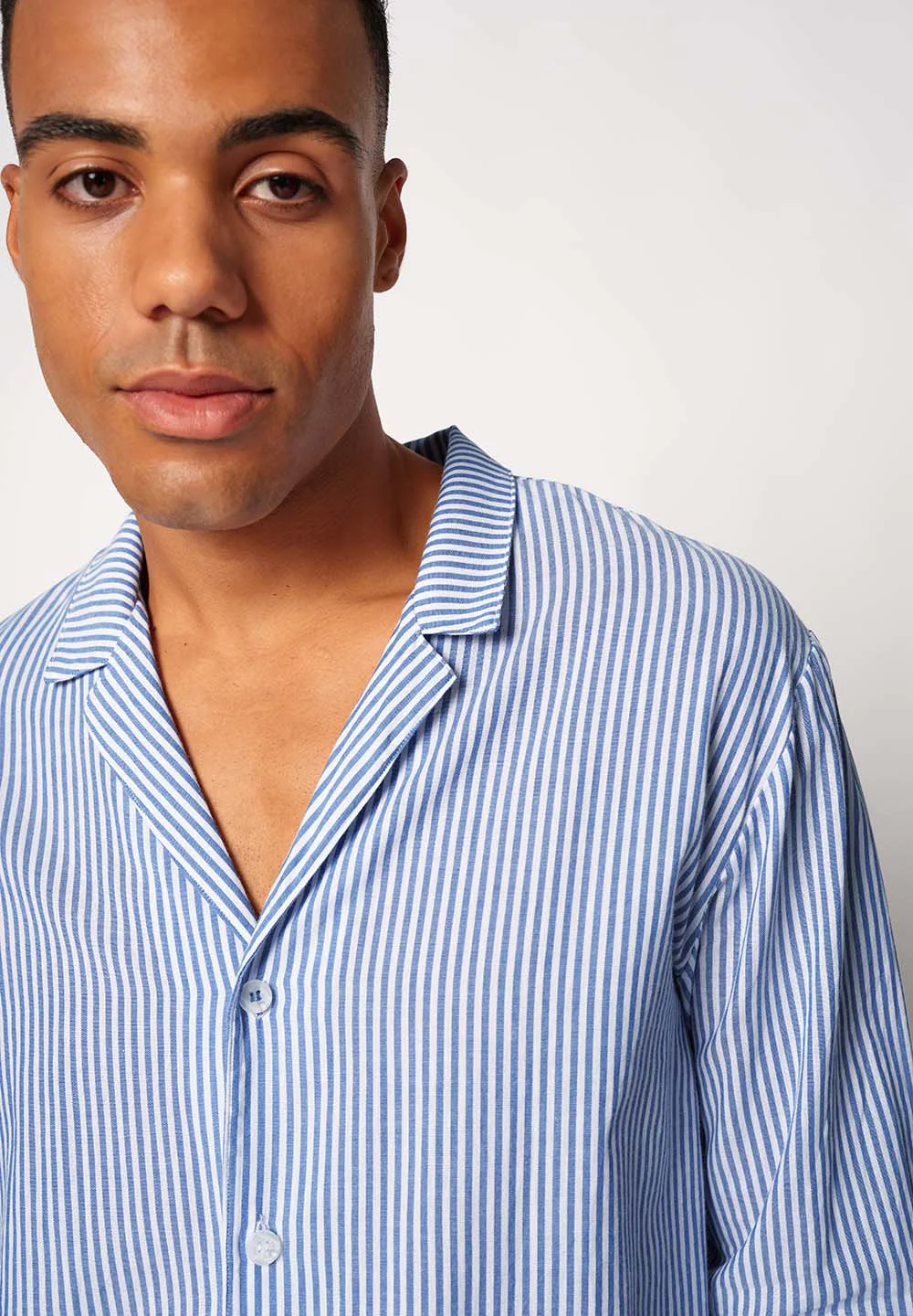 Unight Unisex shirt long sleeve | blue microstripes 083025-08S732 - Image 7